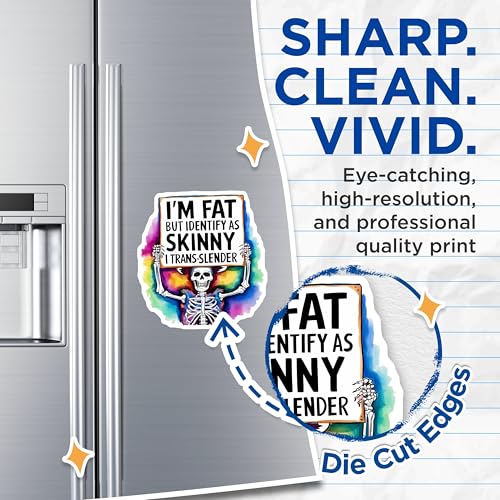 (2 Pack) Funny Skeleton Magnets - Rainbow Skeleton Magnet - Humorous Fat Skinny Magnet - 5" On Longest Side - for Cars, Fridges, Toolboxes - Made in USA - MAG4403