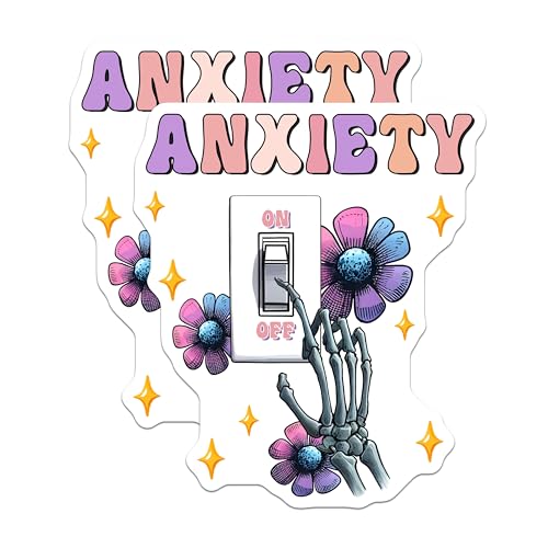 (2 Pack) Anxiety Stickers - Mental Health Awareness - Skeleton Flowers - 5" On Longest Side - Sticks to Smooth Flat Surfaces - Made in USA - BMCS8238