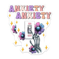 (2 Pack) Anxiety Stickers - Mental Health Awareness - Skeleton Flowers - 5" On Longest Side - Sticks to Smooth Flat Surfaces - Made in USA - BMCS8238