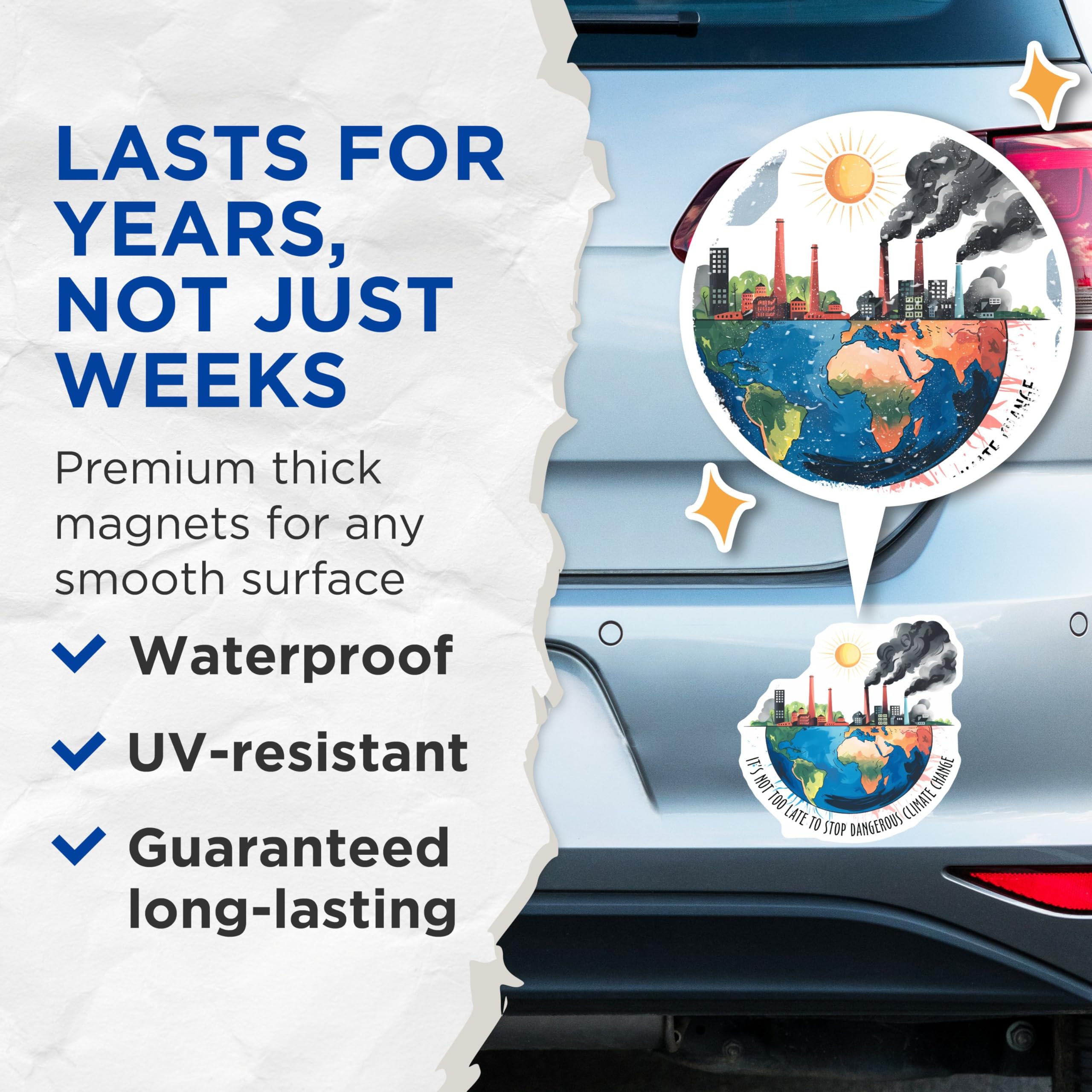 (2 Pack) Save The Planet Magnets - Environmental Awareness - Climate Change Action - Eco-Friendly Decor - Save Our Earth - 5" On Longest Side - for Cars, Fridges, Toolboxes - Made in USA - MAG7687