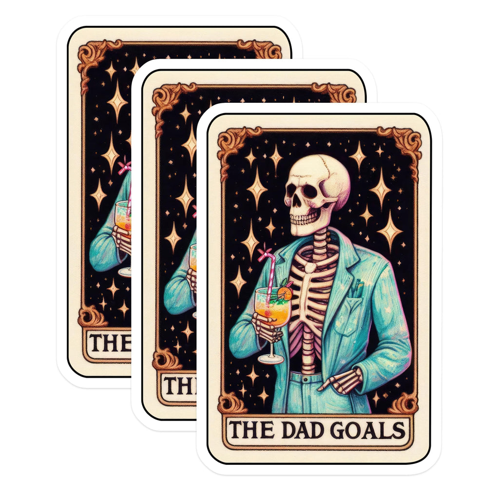 (3 Pack) Dad Goals Decals - Skeleton Drink - Funny Dad Joke Decals - 3 Inches On Longest Side - Easy Peel & Apply - Made in USA - 3MCS4146
