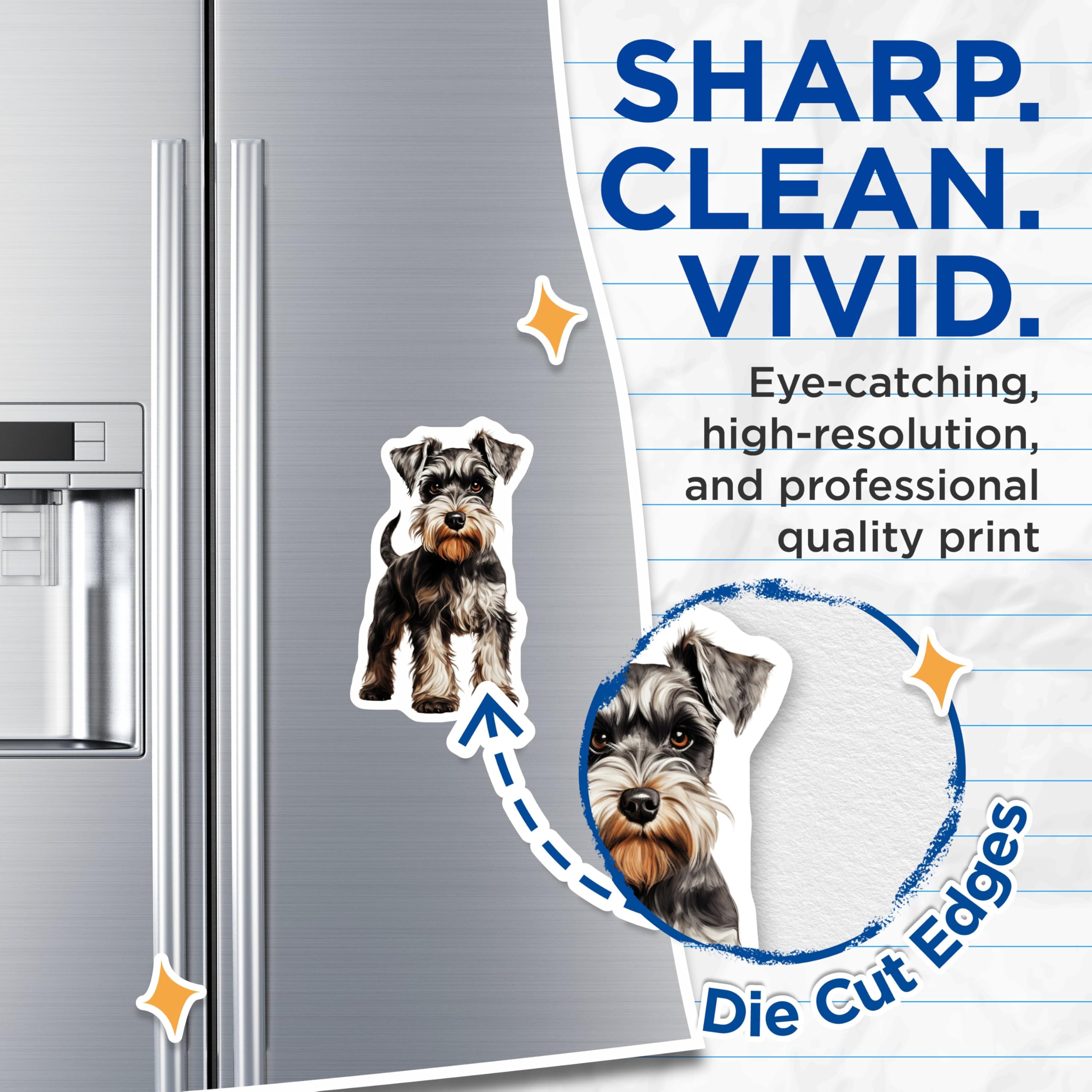 (2 Pack) Schnauzer Dog Magnets - Pet Portrait Art - Dog Mom Decor - 5 Inches On Longest Side - Thick Durable Magnet - Made in USA - MAG30039