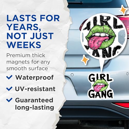 (2 Pack) Girl Gang Magnets - Zombie Lips Magnet - Halloween Fridge - Creepy Refrigerator Art - 5" On Longest Side - for Cars, Fridges, Toolboxes - Made in USA - MAG4565