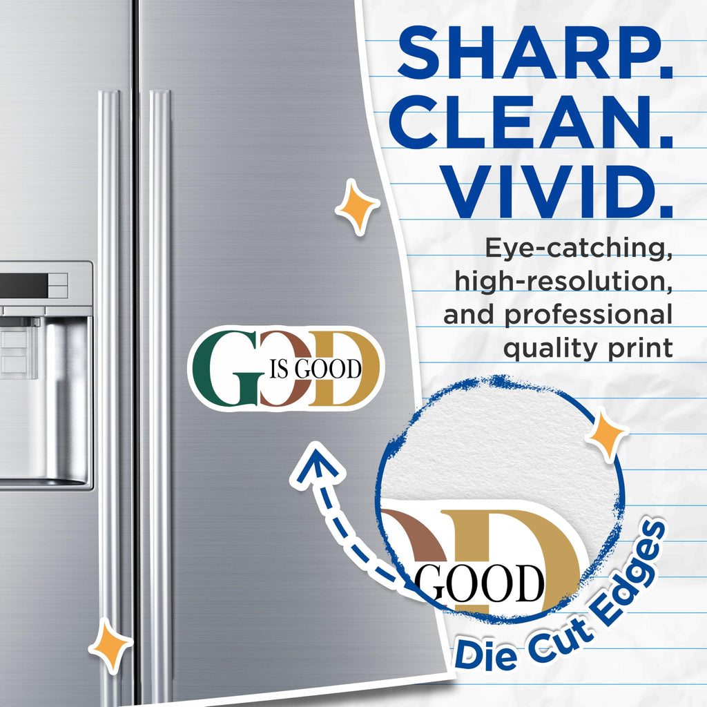 (2 Pack) God is Good Magnets - Christian Refrigerator Decor - Inspirational Scripture Motto - 5 Inches On Longest Side - Thick Durable Magnet - Made in USA - MAG26910