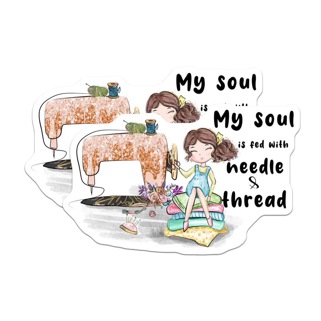 (2 Pack) Sewing Crafter Magnets - Needle Thread Quote - Seamstress Hobby Studio Decor - 5 Inches On Longest Side - Thick Durable Magnet - Made in USA - MAG39232