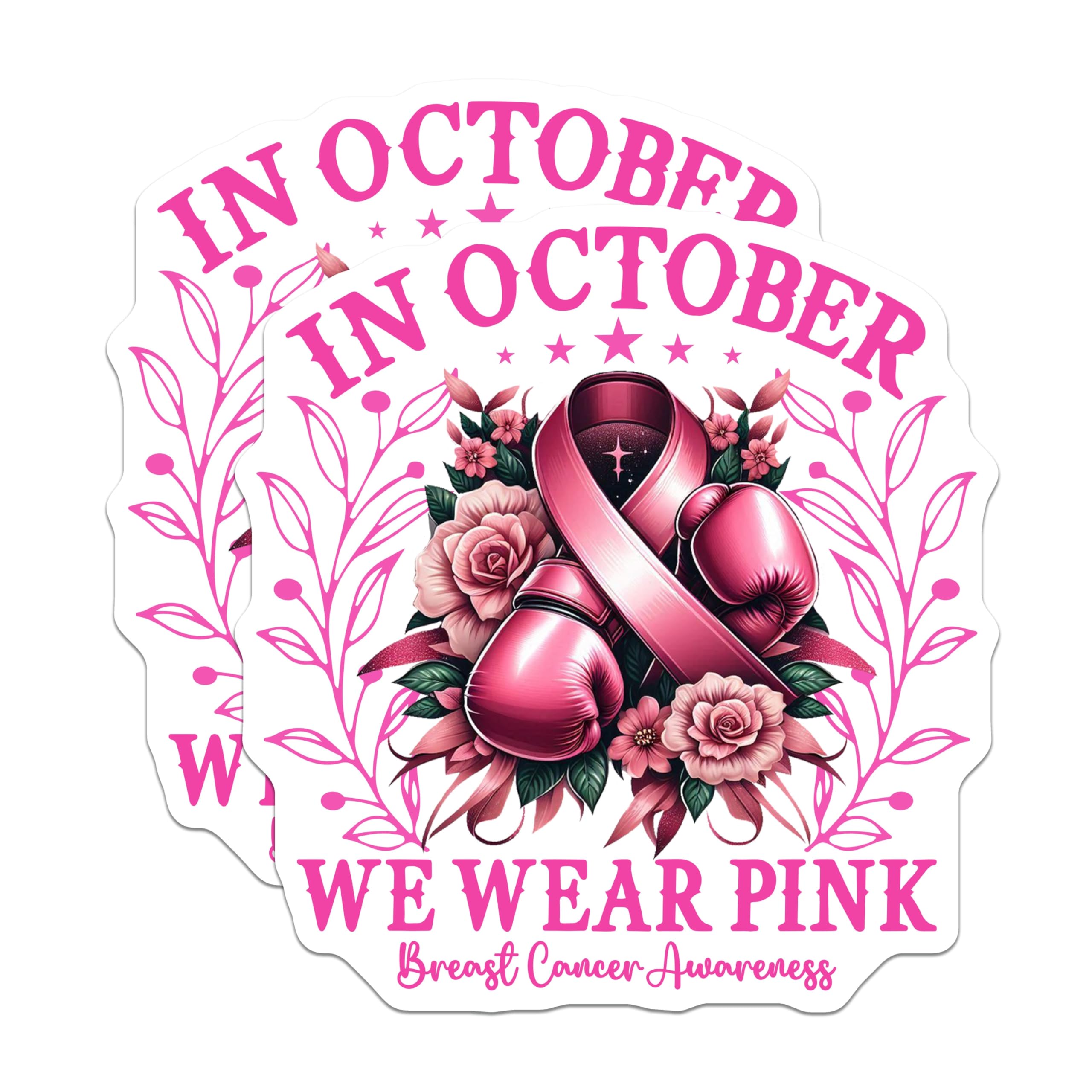 (2 Pack) Breast Cancer Awareness Magnets - Pink Ribbon Magnet - We Wear Pink Support - 5" On Longest Side - Premium Magnet - for Cars, Refrigerators, Toolboxes, Lockers - Made in USA - MAG16905