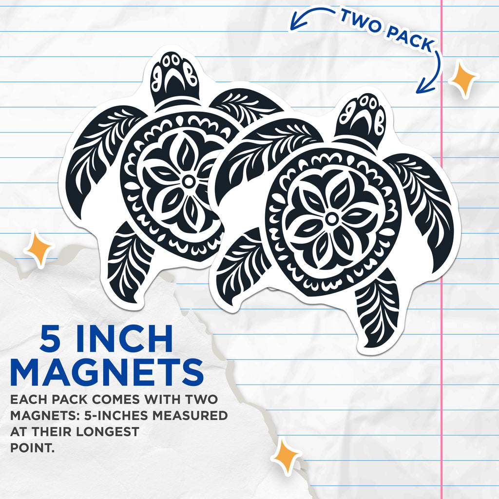 (2 Pack) Hawaiian Sea Turtle Magnets - Polynesian Ocean Decor - Coastal Home Fridge Art - 5 Inches On Longest Side - Thick Durable Magnet - Made in USA - MAG36440