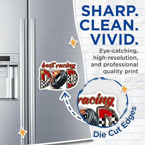 (2 Pack) Best Racing Dad Magnets - Father's Day Car Decor - Racing Enthusiast Gift - Trophy Winner Dad - 5" On Longest Side - for Cars, Fridges, Toolboxes - Made in USA - MAG7491