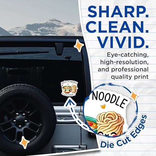 (2 Pack) Cute Soup and Noodle Stickers - Adorable Food Stickers - Funny Cartoon Stickers - 5" On Longest Side - Sticks to Any Smooth Flat Surface - Made in USA - BMCS3538
