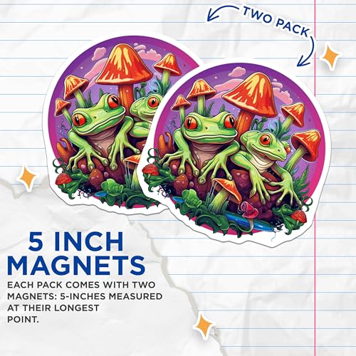 (2 Pack) Tree Frogs Magnets - Nature Theme - Cute Amphibian Art Magnets - Colorful Frog Magnets for Fridge - 5" On Longest Side - for Cars, Fridges, Toolboxes - Made in USA - MAG4070