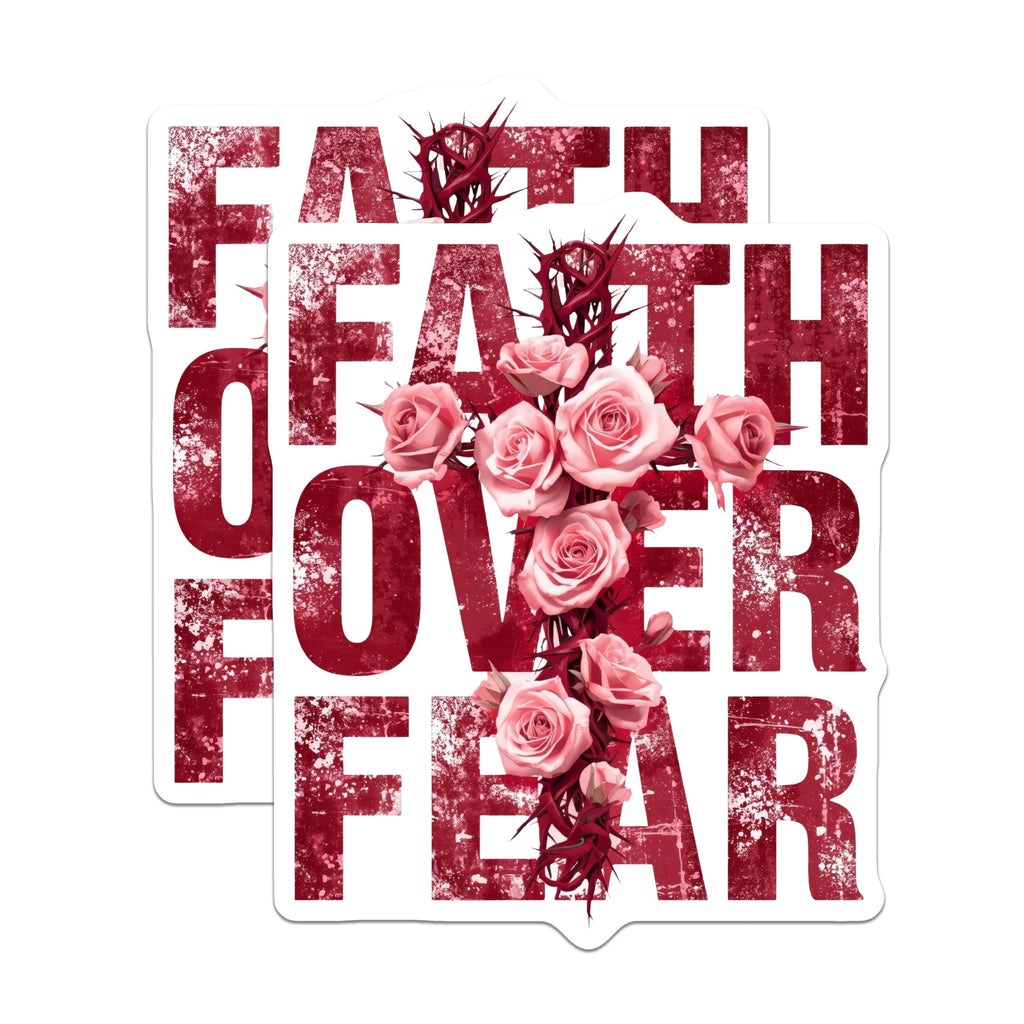 (2 Pack) Faith Over Fear Magnets - Christian Religious Decor - Inspirational Scripture Art - 5 Inches On Longest Side - Thick Durable Magnet - Made in USA - MAG19538