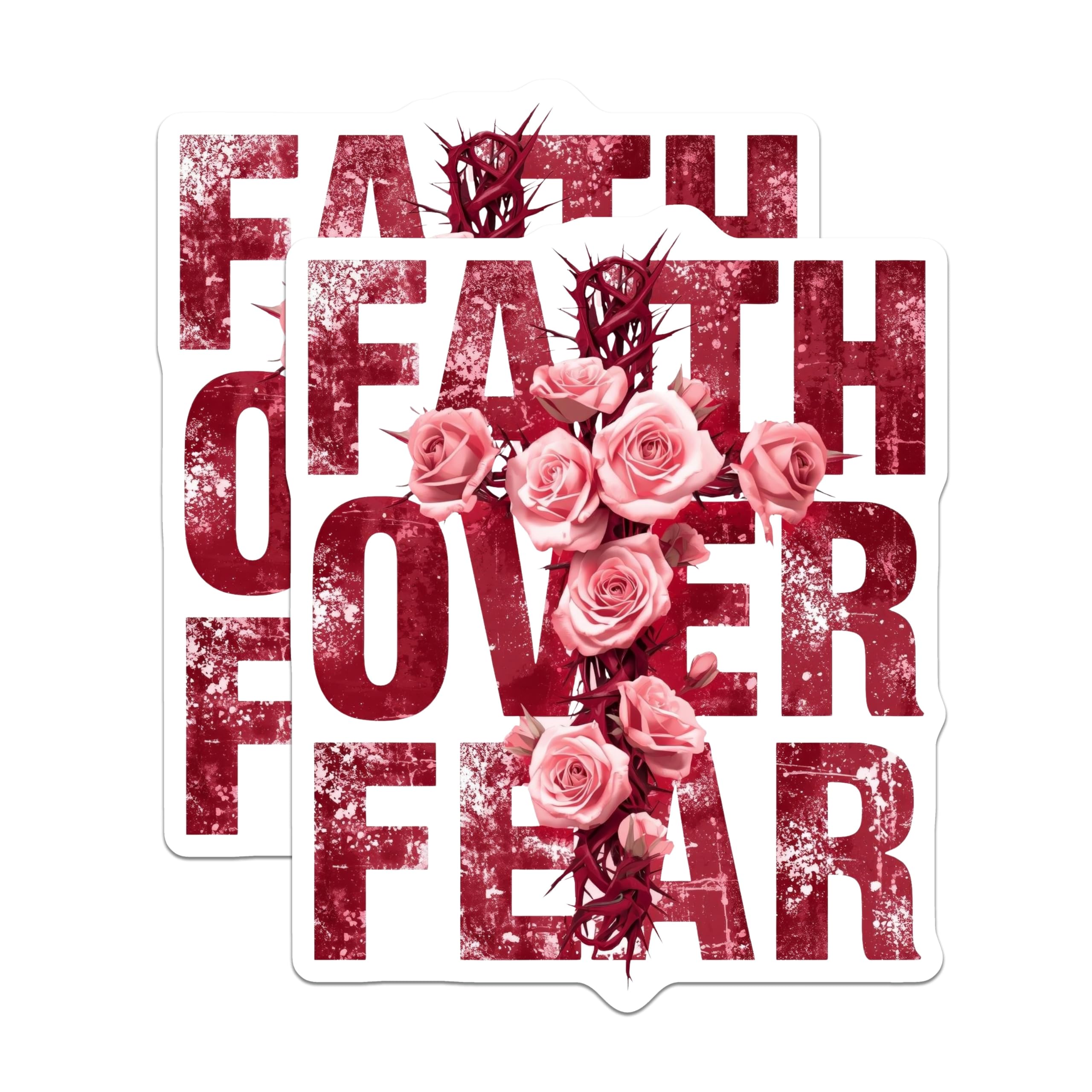 (2 Pack) Faith Over Fear Magnets - Christian Religious Decor - Inspirational Scripture Art - 5 Inches On Longest Side - Thick Durable Magnet - Made in USA - MAG19538