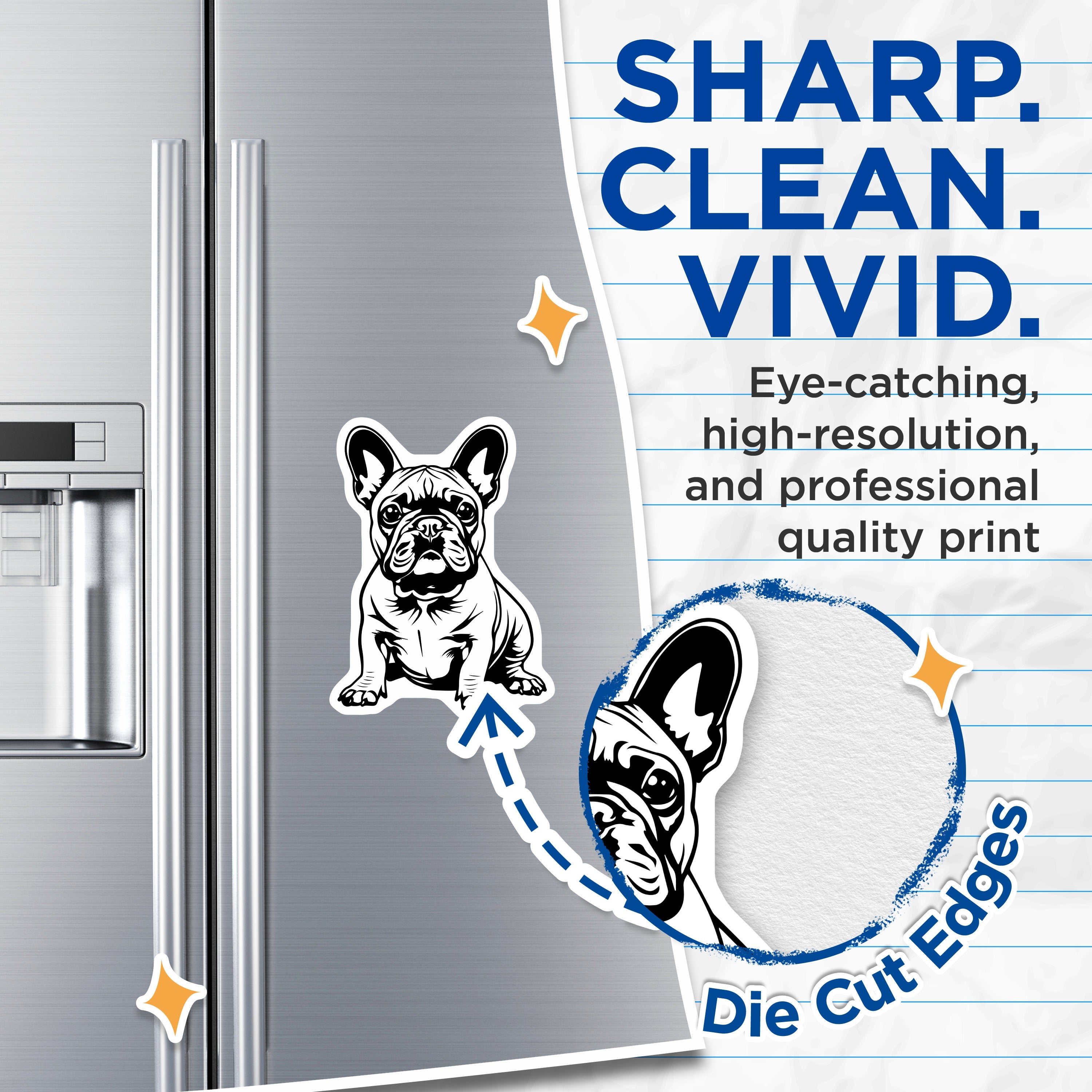 (2 Pack) French Bulldog Magnets - Adorable Frenchie Puppy Decor - Dog Lover Home Accessory - Frenchie Mom Dad - 5 Inches On Longest Side - Thick Durable Magnet - Made in USA - MAG37127