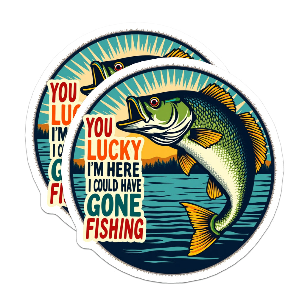 (2 Pack) Funny Fishing Magnets - Fisherman Humor Refrigerator Decor - Dad Fishing Saying - Outdoorsman Lake House Cabin Art - 5 Inches On Longest Side - Thick Durable Magnet - Made in USA - MAG36697