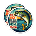 (2 Pack) Funny Fishing Magnets - Fisherman Humor Refrigerator Decor - Dad Fishing Saying - Outdoorsman Lake House Cabin Art - 5 Inches On Longest Side - Thick Durable Magnet - Made in USA - MAG36697