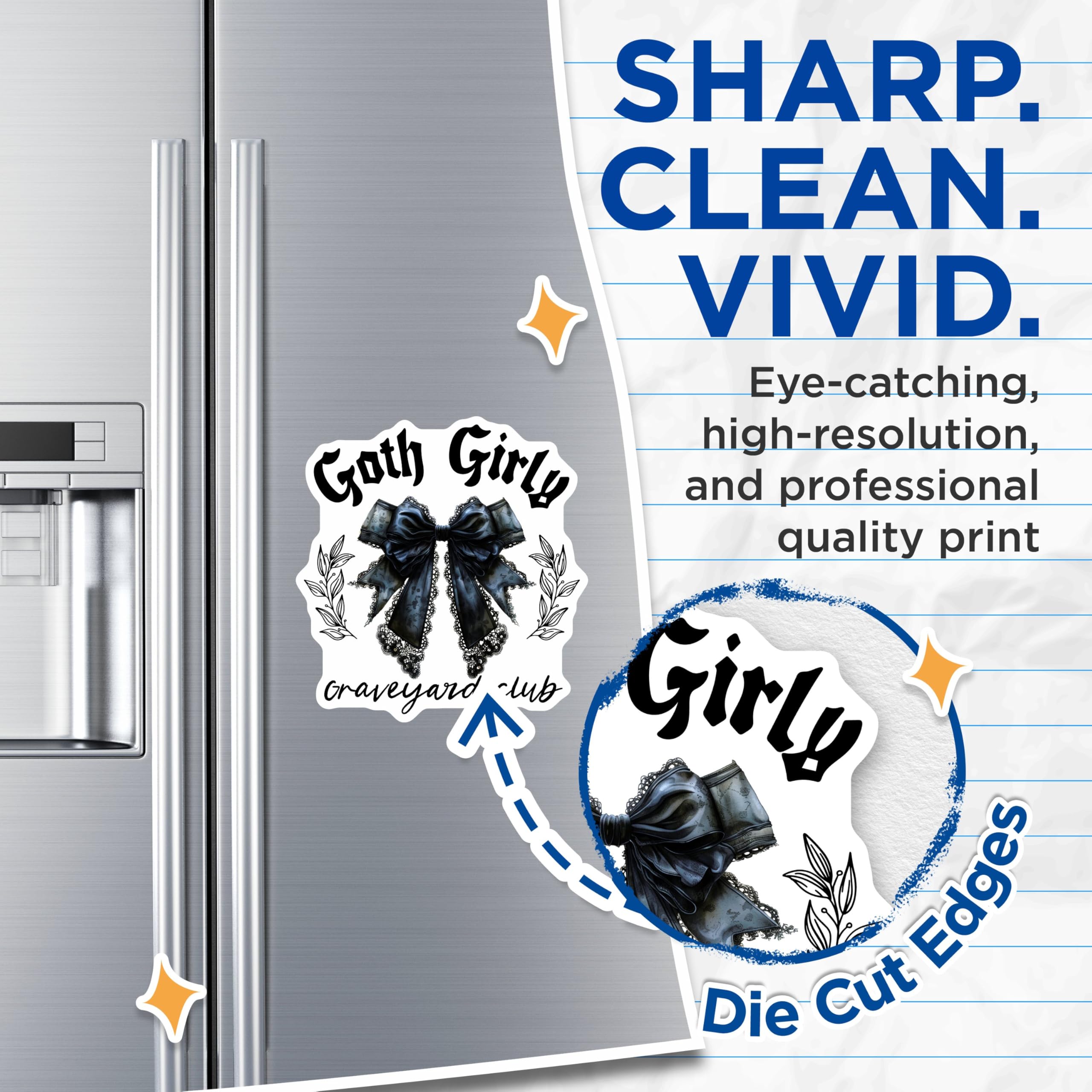 (2 Pack) Goth Girly Magnets - Cemetery Decor Magnets - Gothic Bow Magnets for Collectors - 5" On Longest Side - for Cars, Refrigerators, Toolboxes, Lockers - Made in USA BMCS3479