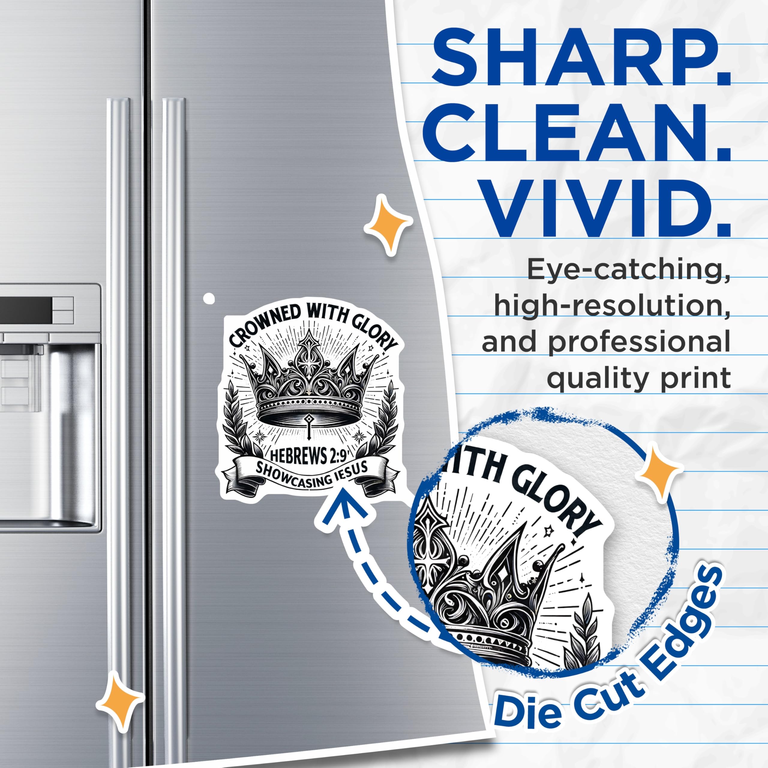 (2 Pack) Christian Magnets - Crowned with Glory Hebrews 2 9 Scripture - Jesus Faith Refrigerator Decor - 5 Inches On Longest Side - Thick Durable Magnet - Made in USA - MAG24146