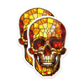 (2 Pack) Stained Glass Skull Magnets - Halloween Decor - Spooky Home Accent - 5" On Longest Side - Premium Magnet - for Cars, Refrigerators, Toolboxes, Lockers - Made in USA - MAG17080