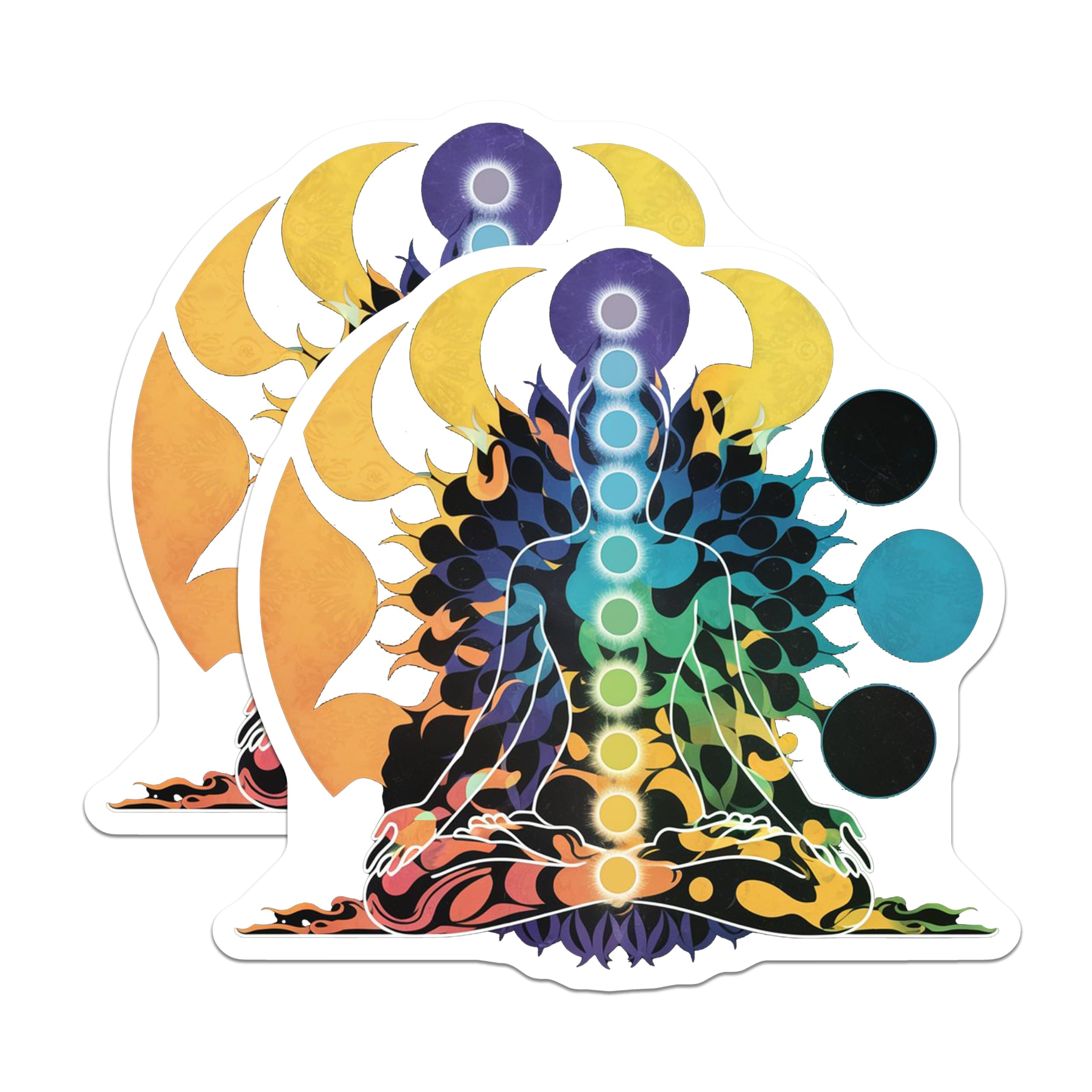(2 Pack) Chakra Magnets - Yoga Meditation Decor - Spiritual Refrigerator Magnets - 5" On Longest Side - Premium Magnet - for Cars, Refrigerators, Toolboxes, Lockers - Made in USA - MAG15406