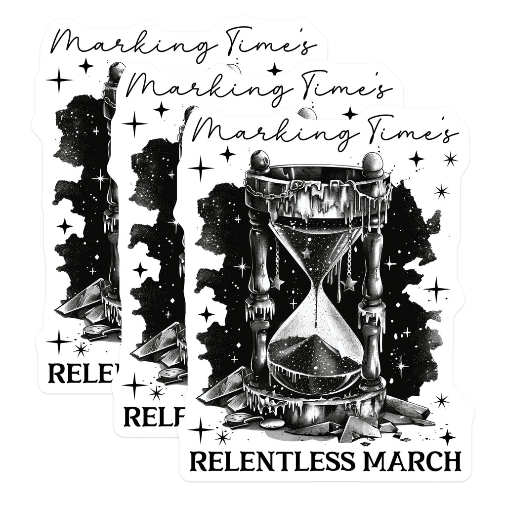 (3 Pack) Hourglass Decals - Marking Times - Relentless March - Laptop Decals - 3 Inches On Longest Side - Easy Peel & Apply - Made in USA - 3MCS2305