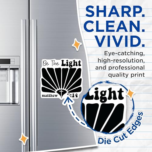 (2 Pack) Be The Light Magnets - Inspirational Quote Magnets - Matthew 5:14 Magnets - 5" On Longest Side - for Cars, Refrigerators, Toolboxes, Lockers - Made in USA BMCS3094