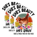(3 Pack) Chicken Decals - Funny Chicken Lady - She's Beauty She's Grace - 3 Inches On Longest Side - Easy Peel & Apply - Made in USA - 3MCS4527