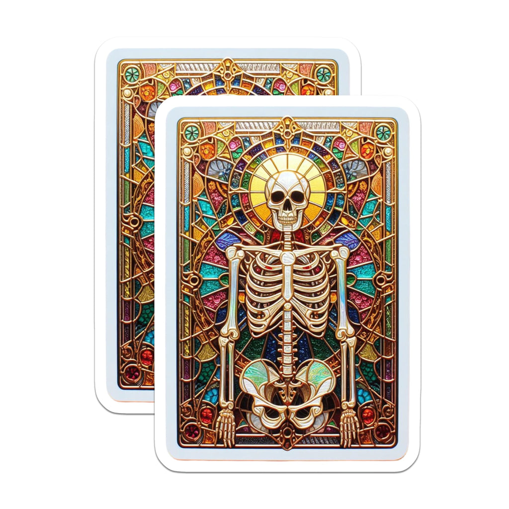 (2 Pack) Stained Glass Skeleton Magnets - Vibrant Gothic Skull Art Decor - Intricate Macabre Bone Design - 5 Inches On Longest Side - Thick Durable Magnet - Made in USA - MAG21441