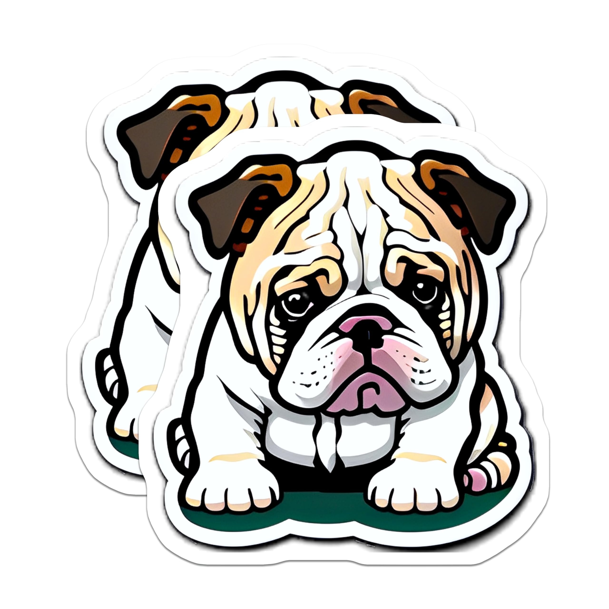 (2 Pack) English Bulldog Magnets - Cute Puppy Dog Decor - Animal Lover Fridge Accent - Canine Pet Refrigerator Display - 5 Inches On Longest Side - Thick Durable Magnet - Made in USA - MAG20636