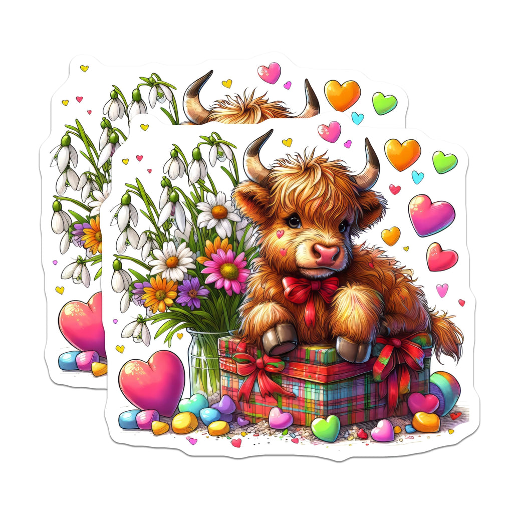 (2 Pack) Highland Cow Magnets - Cute Animal Magnets - Decorative Fridge Magnets - 5" On Longest Side - Premium Magnet - for Cars, Refrigerators, Toolboxes, Lockers - Made in USA - MAG15951