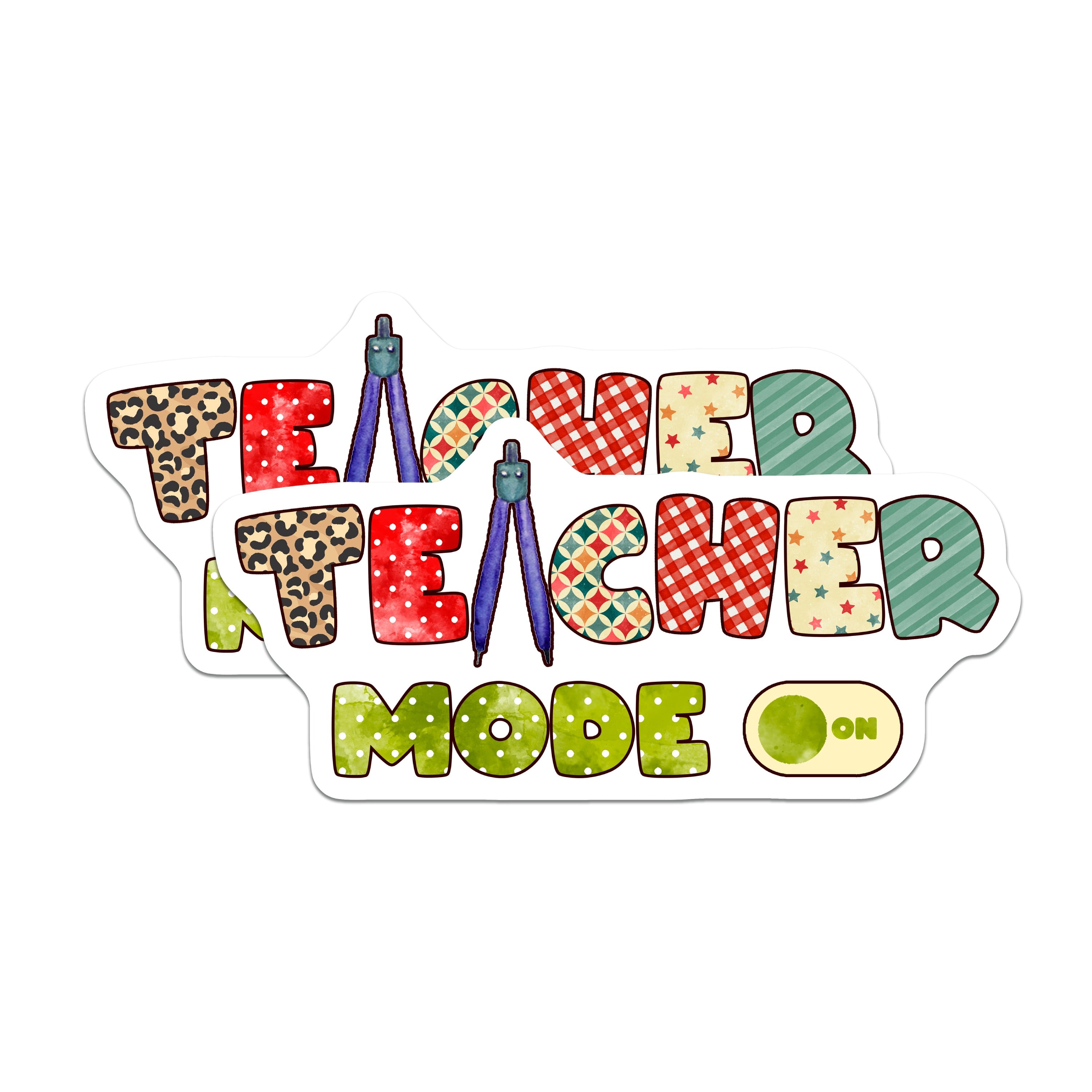 (2 Pack) Teacher Mode On Magnets - Educator Appreciation - School Staff Supplies - 5 Inches On Longest Side - Thick Durable Magnet - Made in USA - MAG37928