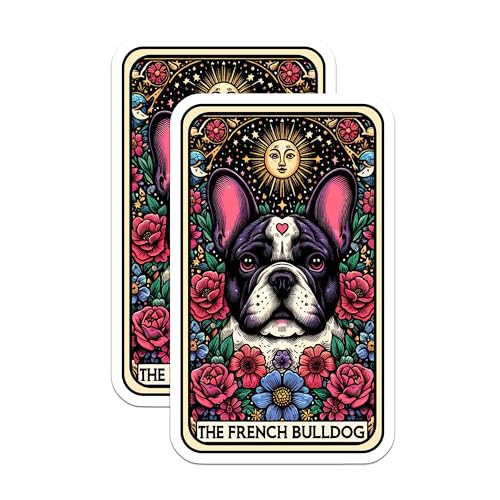 (2 Pack) French Bulldog Stickers - Artistic Dog Stickers - Colorful Pet Illustration - 5" On Longest Side - Sticks to Smooth Flat Surfaces - Made in USA - BMCS4890