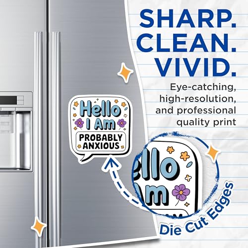 (2 Pack) Hello I Am Probably Anxious Magnets - Mental Health Awareness - Cute Ative Magnets - 5" On Longest Side - for Cars, Fridges, Toolboxes - Made in USA - MAG3710