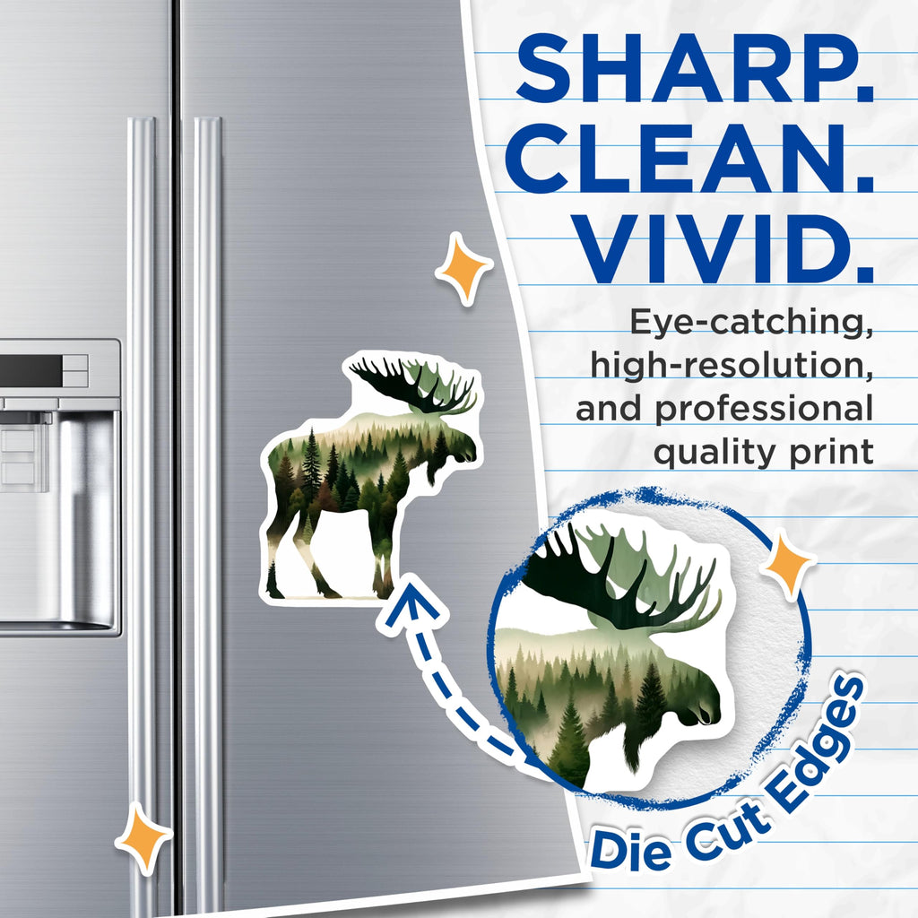 (2 Pack) Moose Silhouette Magnets - Forest Animals - Nature Inspired Decor - 5" On Longest Side - Premium Magnet - for Cars, Refrigerators, Toolboxes, Lockers - Made in USA - MAG16130