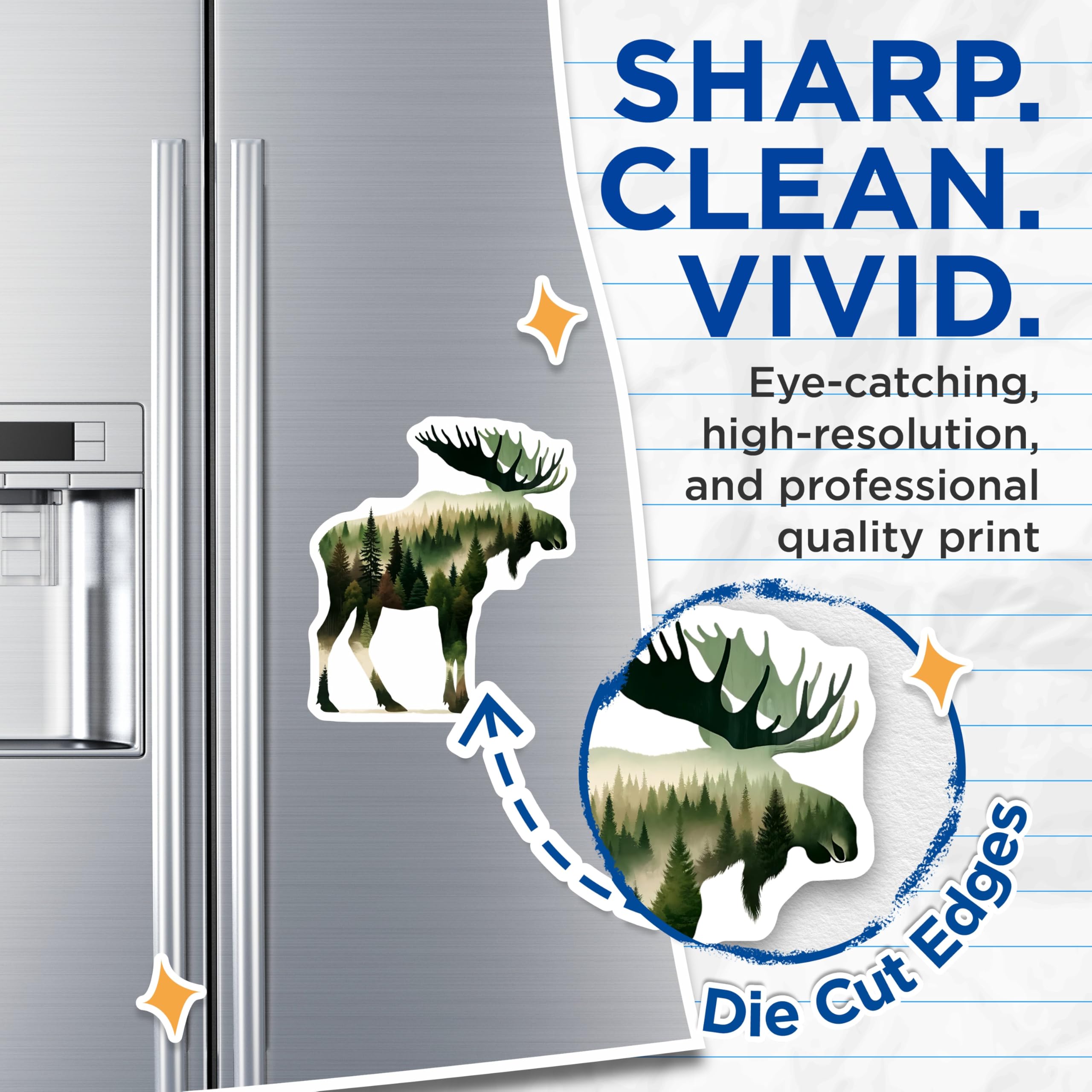 (2 Pack) Moose Silhouette Magnets - Forest Animals - Nature Inspired Decor - 5" On Longest Side - Premium Magnet - for Cars, Refrigerators, Toolboxes, Lockers - Made in USA - MAG16130