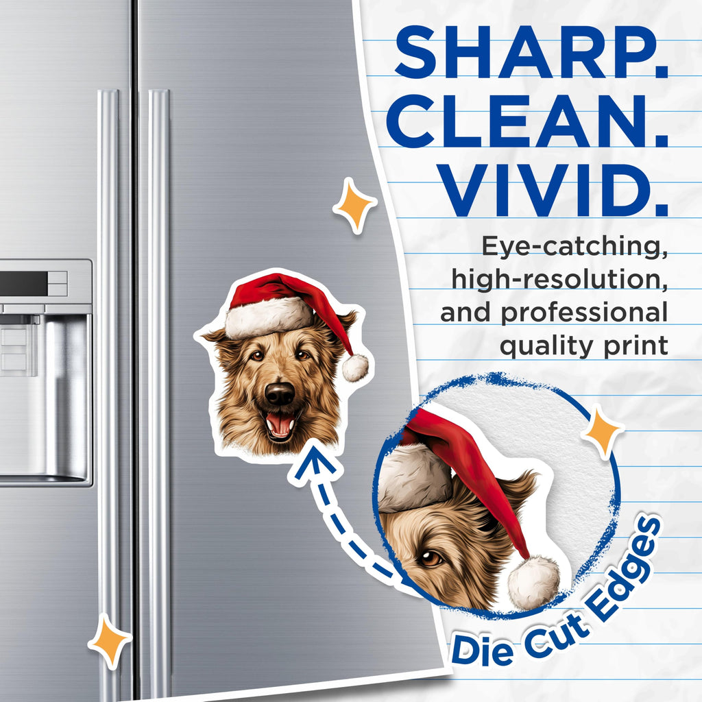 (2 Pack) Christmas Dog Magnets - Santa Hat Pet Decor - Holiday Animal Fridge Locker Happy Dog Magnets - 5 Inches On Longest Side - Thick Durable Magnet - Made in USA - MAG30001