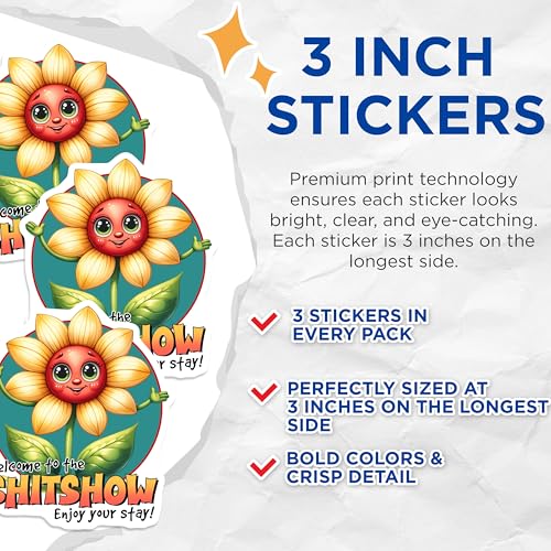 (3 Pack) Funny Flower Decals - Sarcastic Sayings - Laptop Decals - 3 Inches On Longest Side - Easy Peel & Apply - Made in USA - 3MCS8441
