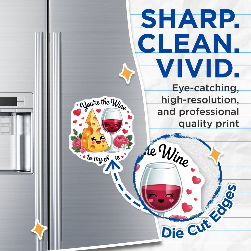 (2 Pack) Youre The Wine to My Cheese Magnets - Cute Couple Refrigerator Decor - Romantic Kitchen Housewarming - 5 Inches On Longest Side - Thick Durable Magnet - Made in USA - MAG39918