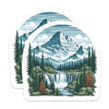 (2 Packs) Mountains Waterfall Forest Magnets - Nature Outdoorsman Hiking Magnets - 5 Inches On Longest Side - Premium Magnet - for Fridges, Toolboxes, Cars - Made in USA - MAG2289