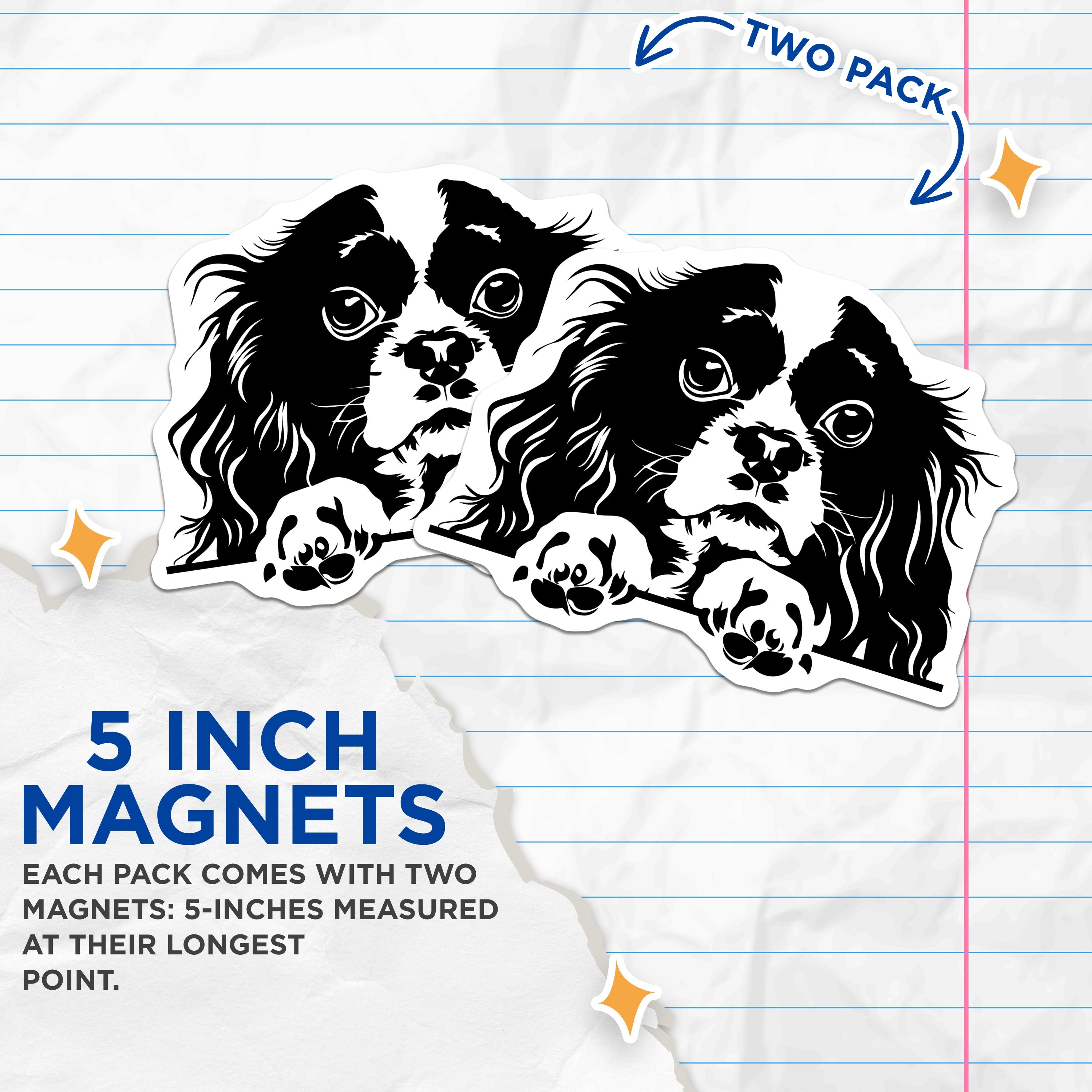 (2 Pack) Cavalier King Charles Spaniel Magnets - Dog Mom Refrigerator Decor - Pet Owner Kitchen Accessory - 5 Inches On Longest Side - Thick Durable Magnet - Made in USA - MAG37823