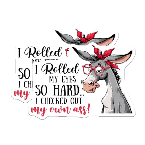 (2 Pack) Funny Donkey Magnets - Humorous Animal Magnets - Sarcastic Phrase Magnets - 5" On Longest Side - for Cars, Refrigerators, Toolboxes, Lockers - Made in USA BMCS3328