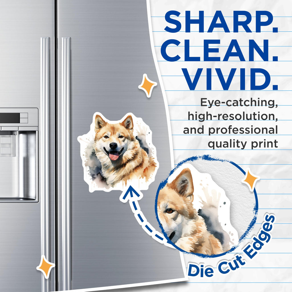 (2 Pack) Shiba Inu Dog Magnets - Watercolor Canine Art Decor - Happy Smiling Pet Lover Fridge Display Accent - 5 Inches On Longest Side - Thick Durable Magnet - Made in USA - MAG24973