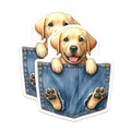 (2 Pack) Cute Puppy in Pocket Magnets - Dog Lover - Animal Art - Novelty Fridge Magnets - 5" On Longest Side - for Cars, Fridges, Toolboxes - Made in USA - MAG4119