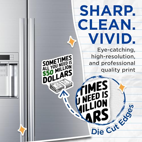 (2 Pack) Funny Money Magnets - Humorous Quote - Refrigerator Magnet - Office Decor - All You Need is $50 Million - 5" On Longest Side - for Cars, Fridges, Toolboxes - Made in USA - MAG5612