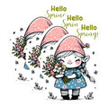(3 Pack) Spring Gnome Decals - Laptop Decal - Hello Spring Stickers - 3 Inches On Longest Side - Easy Peel & Apply - Made in USA - 3MCS6763