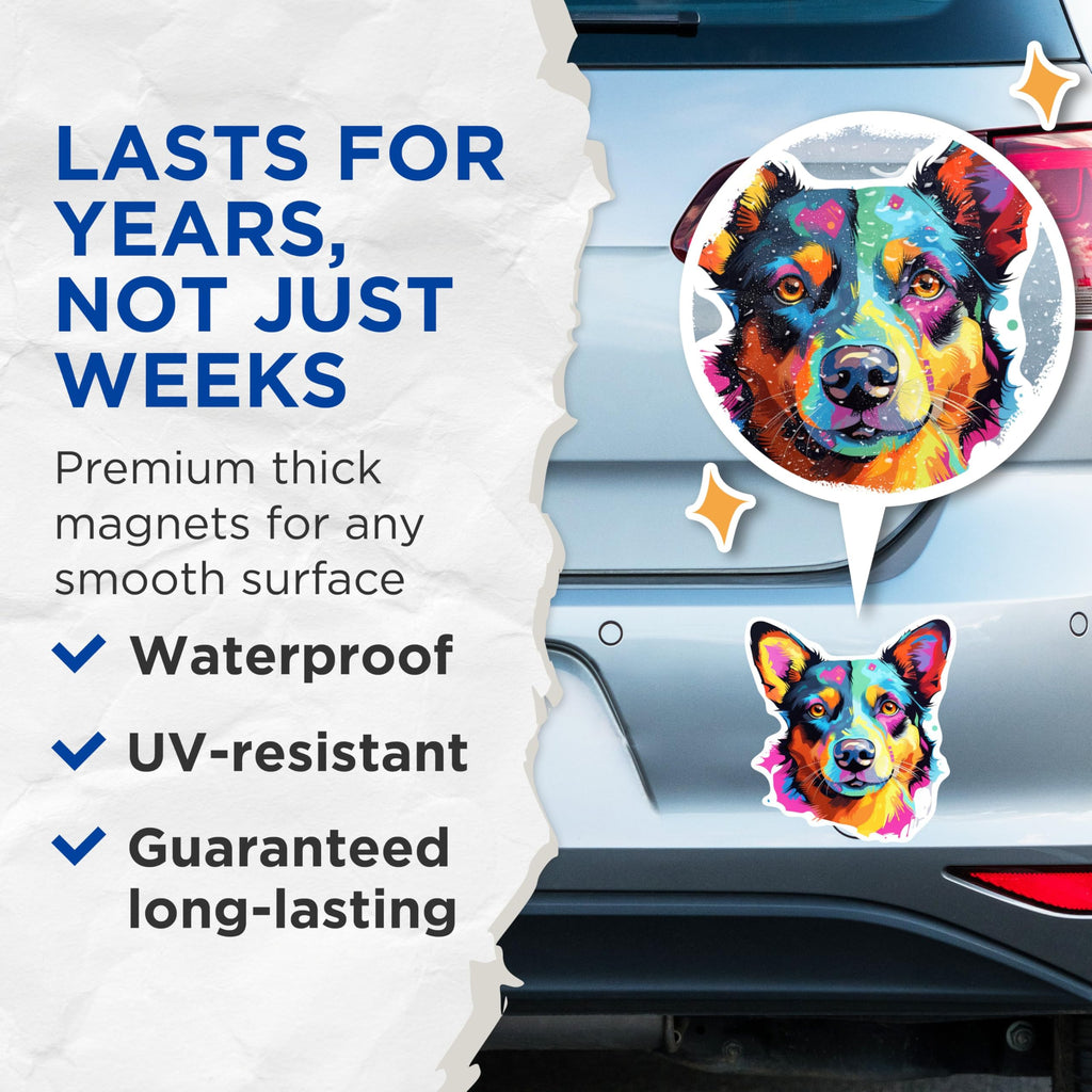 (2 Pack) Australian Cattle Dog Breed Magnets - 5 Inches On Longest Side - Choose from Over 100 Dog Breeds - for Cars, Refrigerators, Toolboxes - Made in USA - MAG1759