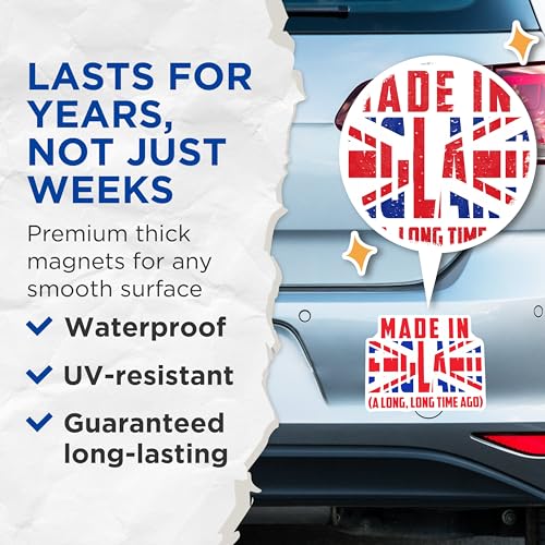 (2 Pack) Made in England Magnets Magnets - Funny Quote - British Pride - 5" On Longest Side - Made in USA - Sticks to Refrigerators & Metal Surfaces - MAG8958
