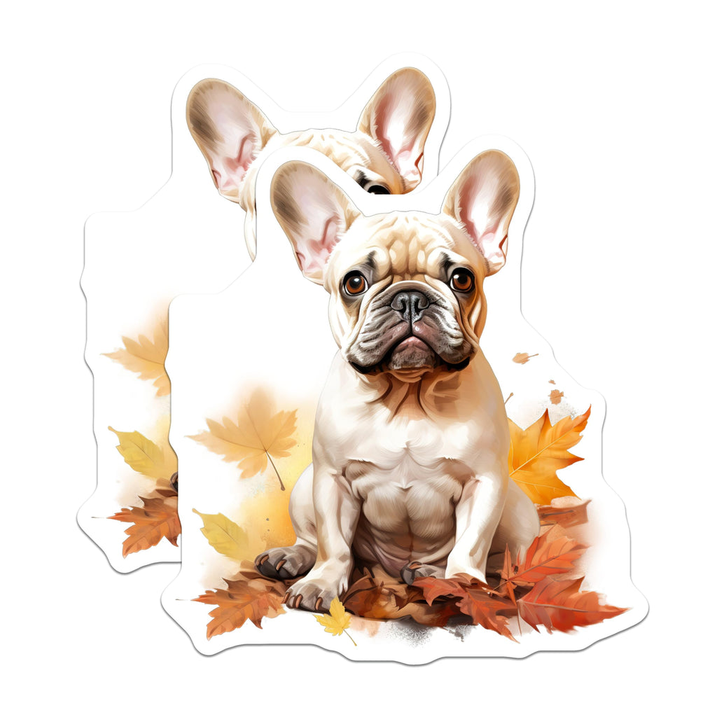 (2 Pack) French Bulldog Magnets - Adorable Autumn Puppy Art - Fall Dog Lover Refrigerator Decor - 5 Inches On Longest Side - Thick Durable Magnet - Made in USA - MAG23584