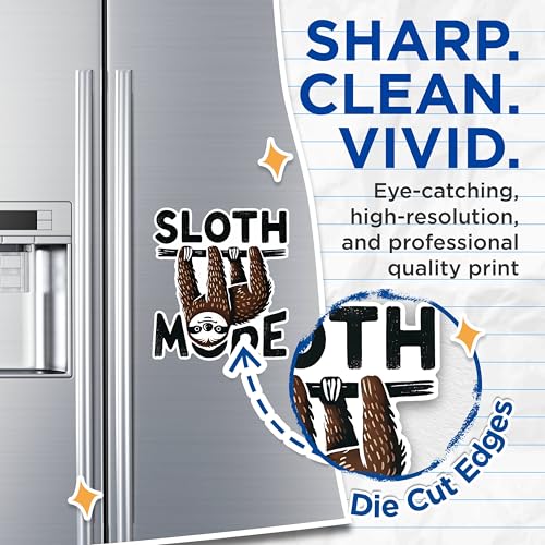 (2 Pack) Sloth Mode Magnets - Inspirational Sloth Art Magnets - Fun Sloth Refrigerator Magnets- 5" On Longest Side - for Fridges, Toolboxes, Cars - Made in USA - MAG2743