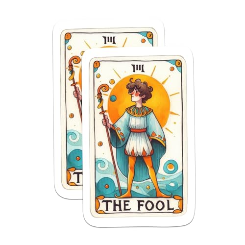 (2 Packs) The Fool Tarot Card Stickers - Spiritual Metaphysical Mystic Decals - 5 Inches On Longest Side - Premium Vinyl Decal - Sticks to Any Smooth Flat Surface - Made in USA - BMCS2261