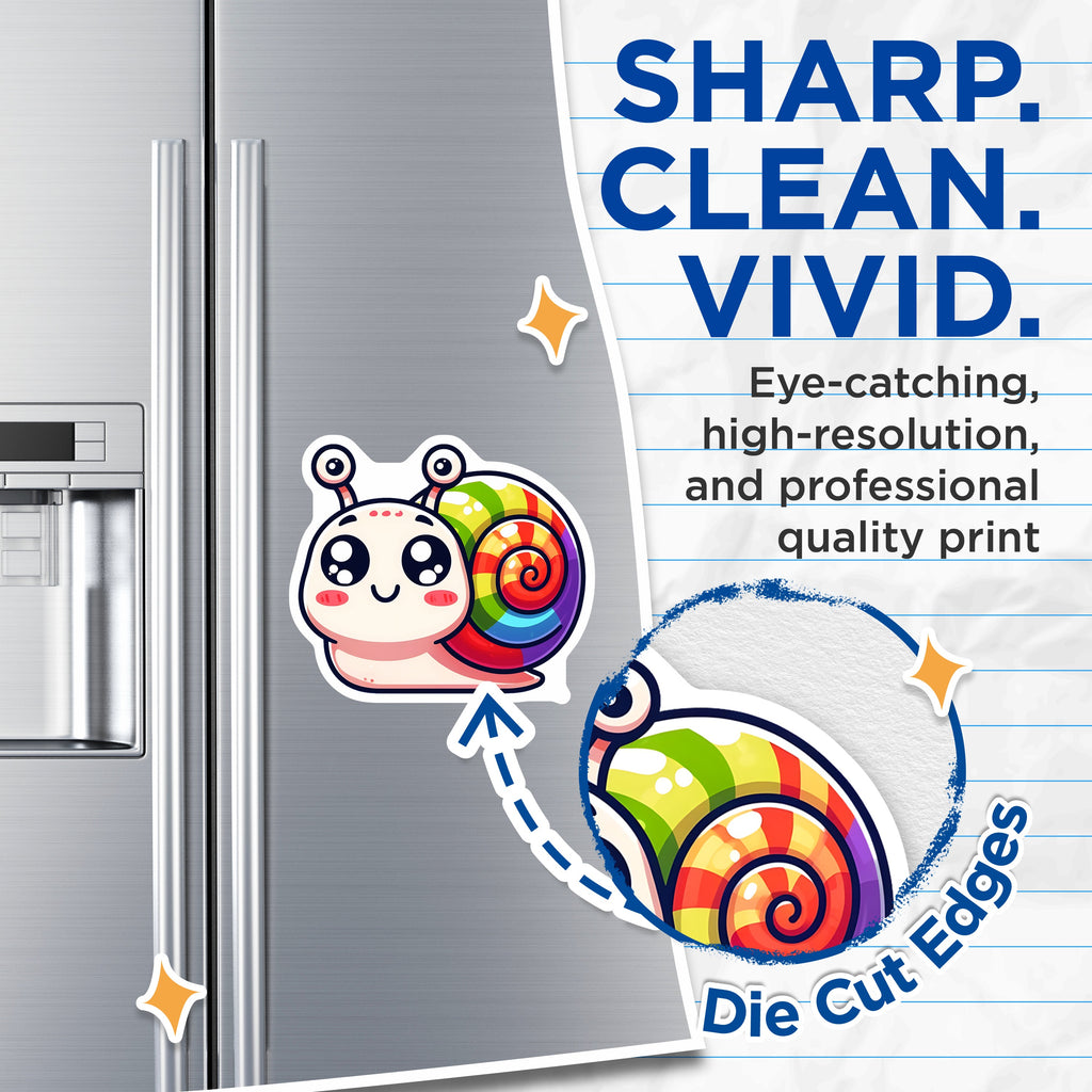 (2 Pack) Kawaii Snail Magnets - Rainbow Animal Decor - Cute Refrigerator Accessory - Locker Memo Holder - Kids Room - 5 Inches On Longest Side - Thick Durable Magnet - Made in USA - MAG38322